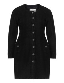 Zizzi Wool jacket with full-length button plac Black