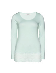Zizzi Basic shirt with lace hemline Mint