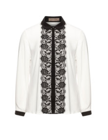 Open End Chiffon lace blouse Ivory-White / Black