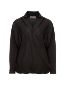 Open End Chiffon wrap blouse Black