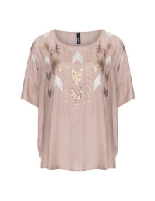 Yppig Sequinned pull-on blouse Light-Brown