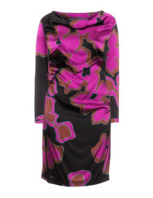 Woman I am by anja gockel Patterned silk dress Black / Pink