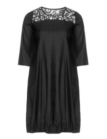 Isolde Roth Lace yoke linen dress Black