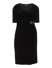 Yoek Dress with appliqué Black