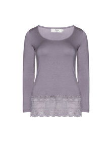 Zizzi Basic shirt with lace hemline Lilac