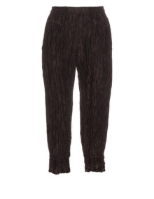 Grizas Crushed-effect silk and cotton trousers  Dark-Brown