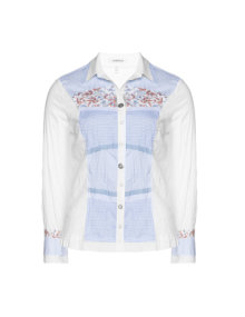 Steilmann Pattern-mix cotton blouse White / Blue