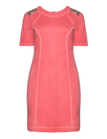Zizzi Embellished cotton dress Coral-Orange