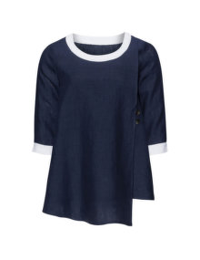 Isolde Roth Double layered linen blouse Dark-Blue / White