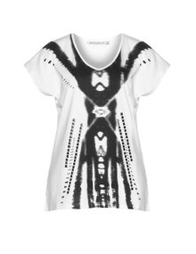 Studio Cotton shirt with print and rivets White / Black