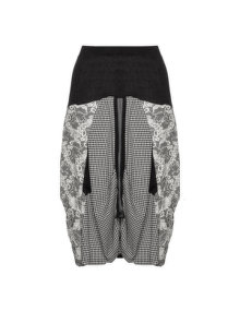 Mat Ruched hem print skirt Black / Cream