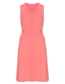 Manon Baptiste Tucked chiffon dress Coral-Orange