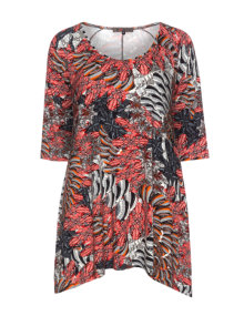 Exelle A-line shirt with all over pattern Red / Grey