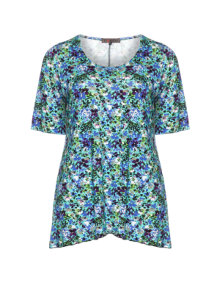 Exelle Floral A-line jersey shirt Mint / Versicolour
