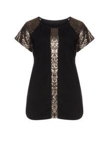 Manon Baptiste Cotton shirt with sequins Black / Gold