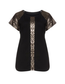 Manon Baptiste Cotton shirt with sequins Black / Gold