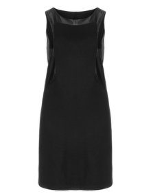Zizzi Leather-look fine knit dress Black