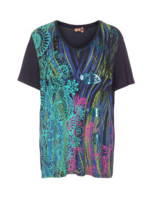 Aprico Printed jersey t-shirt Dark-Blue / Versicolour