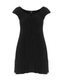 Yoek Gathered jersey tunic Black