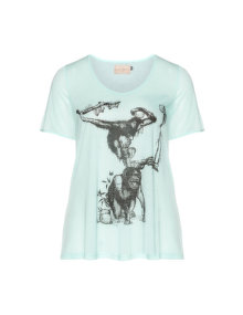 Zizzi Front printed jersey T-shirt Mint