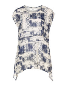 Zizzi Light ethnic style tunic Black / Versicolour
