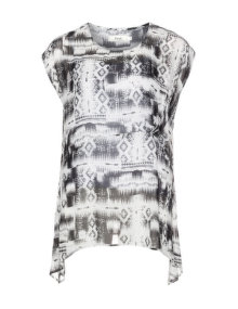 Zizzi Light ethnic style tunic Ivory-White / Black
