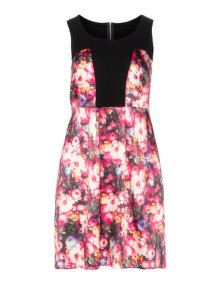 Manon Baptiste Floral print shift dress Black / Pink