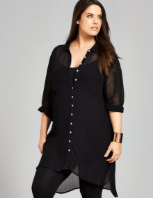 Carmakoma Transparent chiffon blouse Black
