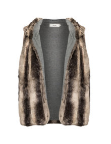 Zizzi Hooded faux fur vest Sand / Brown