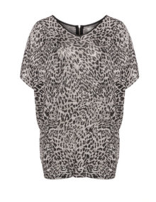 Zizzi Glittering print top Grey / Black