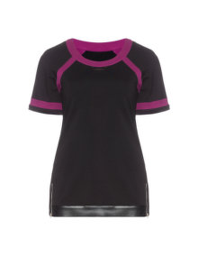 Manon Baptiste Top with faux leather and zippers Black / Pink