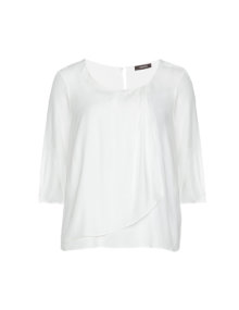 Persona Draped blouse with silk Ivory-White