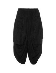 Grizas Pull-on balloon trousers from linen Black