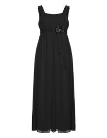 Zay Chiffon dress with floral appliqué Black