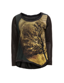 La Mouette Printed top Black / Khaki-Green