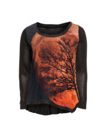 La Mouette Printed top Black / Orange