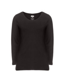 Zhenzi Long sleeve basic cotton top Black