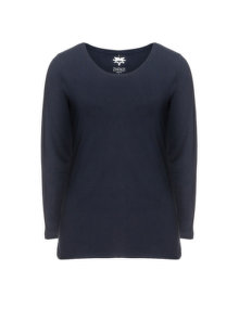 Zhenzi Long sleeve basic cotton top Dark-Blue
