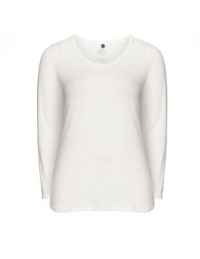 Zhenzi Long sleeve basic cotton top Ivory-White