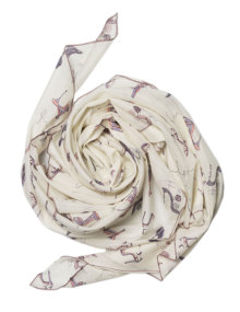 Fraas Cotton-silk scarf with print Cream / Purple