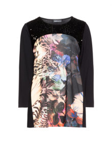 seeyou Shirt with animal print and sequins Black / Versicolour