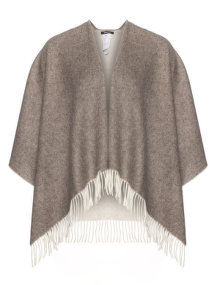 Elena Miro Fringed wool cape Brown / Ivory-White