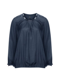 Zhenzi Embellished viscose blouse Dark-Blue