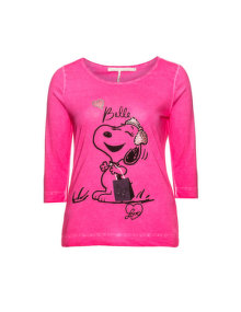 Passport Comic print long-sleeved top Pink / Black