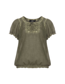 Zay Stretch hem blouse Khaki-Green