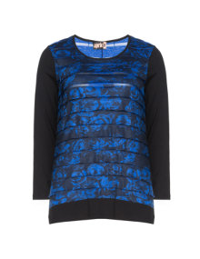 Aprico Shirt with floral pattern Black / Blue