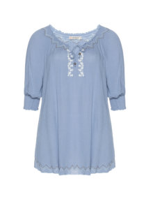 Gozzip Embroidered shirt Smoky-Blue