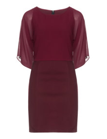 Manon Baptiste Dress with chiffon Bordeaux-Red