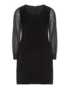 Manon Baptiste Dress with transparent sleeves Black