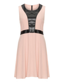 Manon Baptiste Leather inserts dress  Salmon / Black